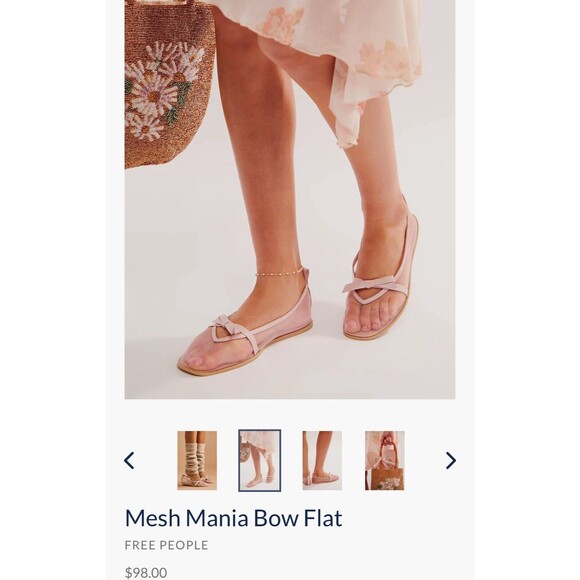 Free People Mesh Mania Bow Flat in Cloud Pink Size US9 Revolver New In Box - Picture 2 of 15